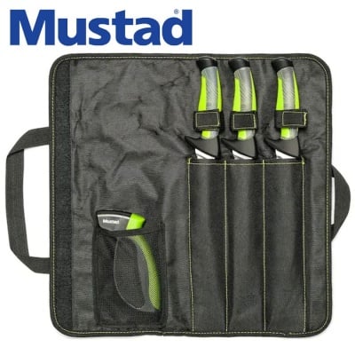Mustad Knife Kit 3pcs + Sharperner Green MT102 Комплект ножове